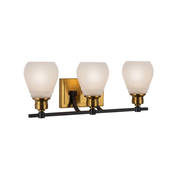 Nelson Collection 3-Light Bathroom Brass & Black